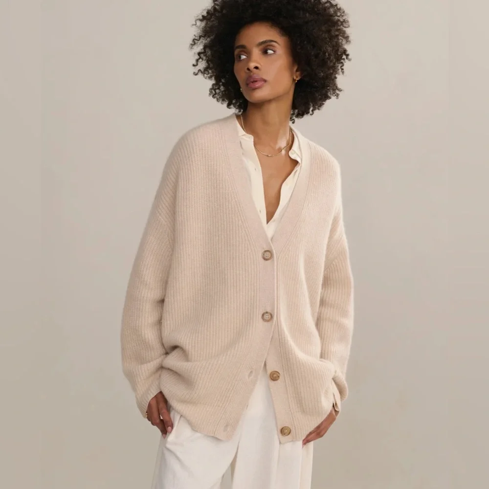 Jenni Kayne Cashmere Cocoon Cardigan in Oatmeal - Picture 5 of 8